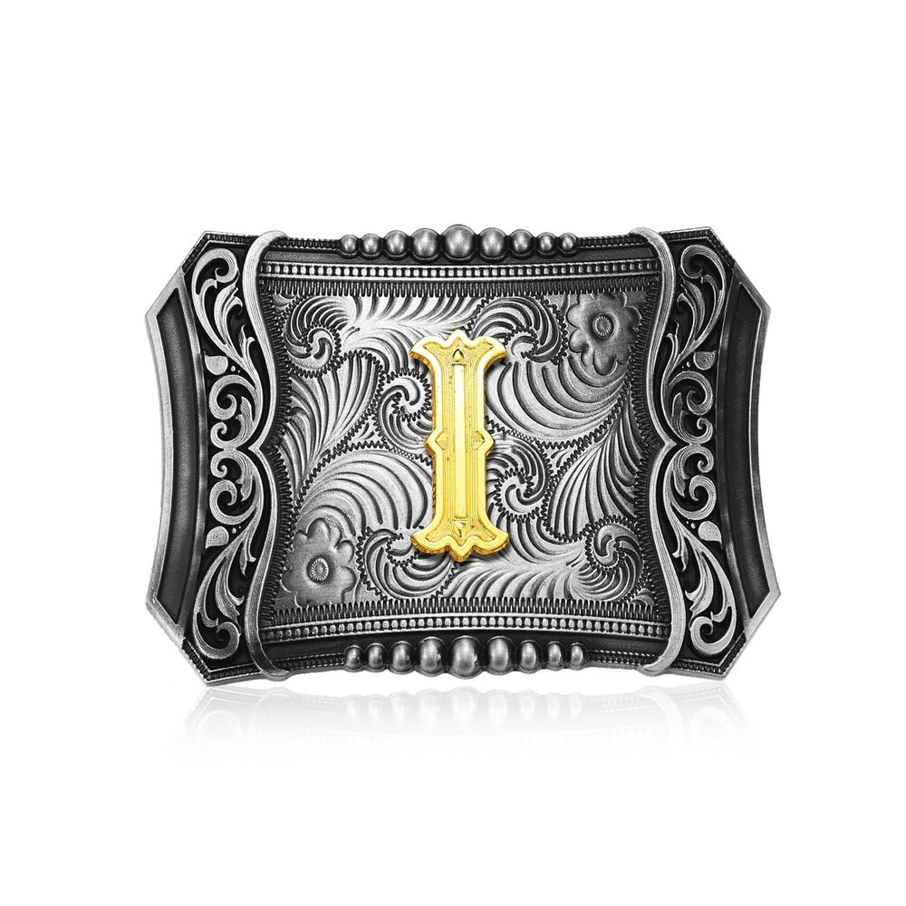 5480 Western Initial Letter ABC to XYZ Belt Buckle, Antique Golden Capital